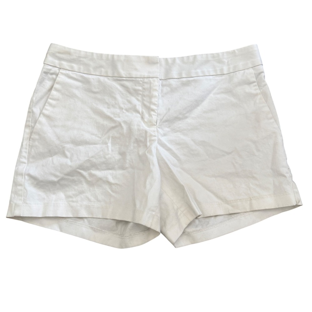 Express Womens White Mid Rise Chino Shorts Size 4 Preppy Old Money Hamptons